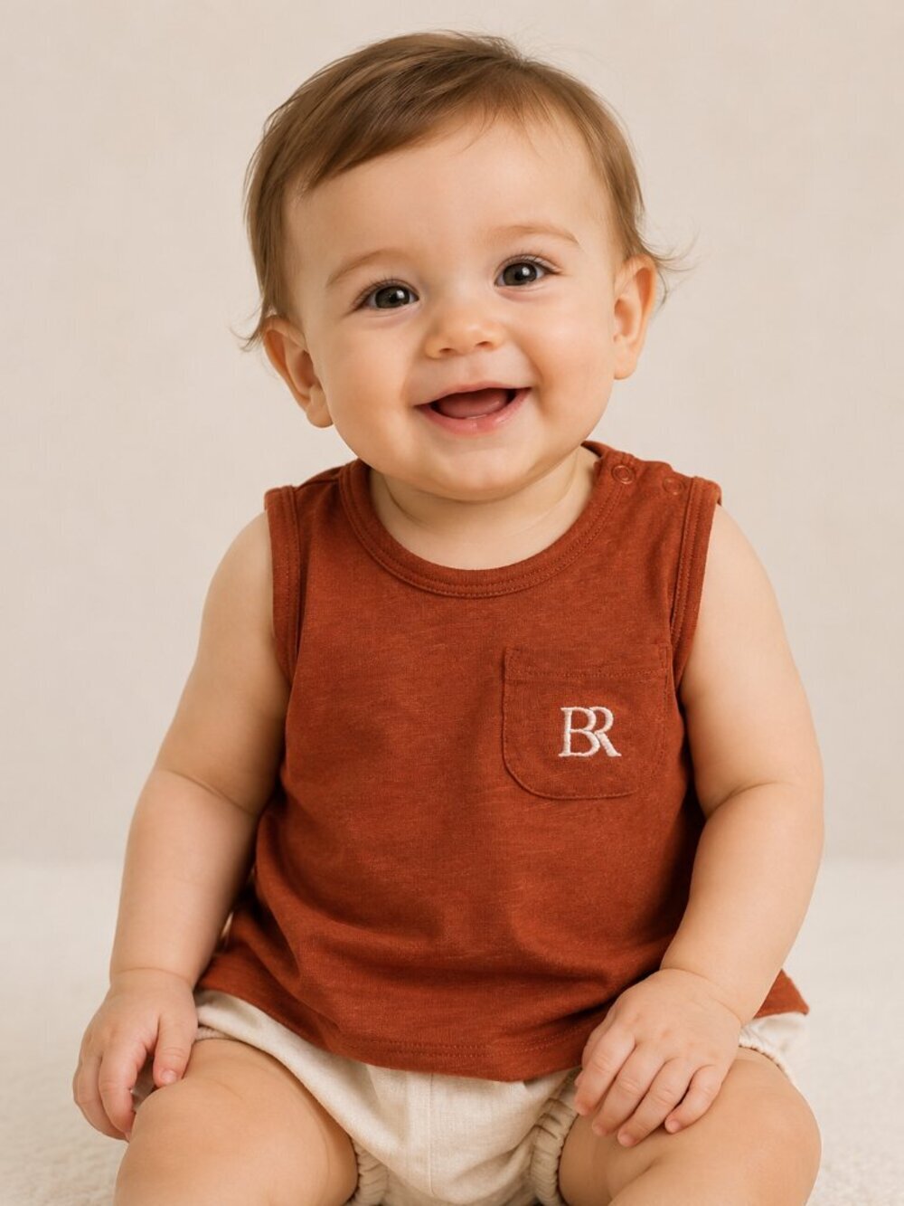 4/$30 Bundle 🌈BR Baby Rust Orange Sleeveless Pocket Top 18–24 Months